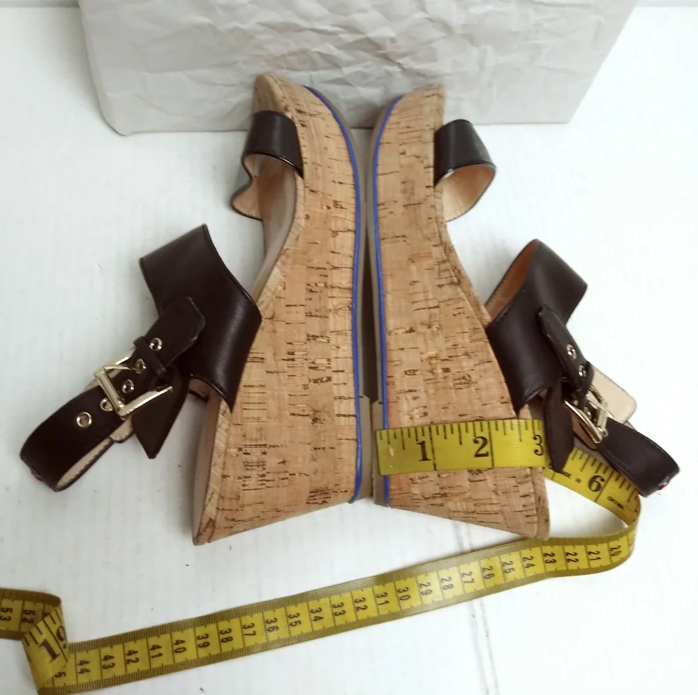 Tommy Hilfiger Maite 7M Slingback Cork Wedge Sandals Shoes